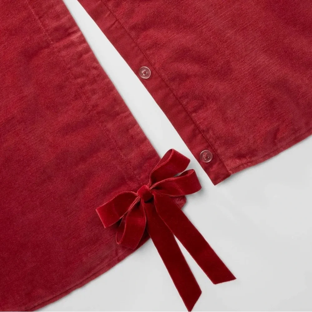NWT Velvet Bow Christmas Tree Skirt Red - Threshold designed with Studio McGee